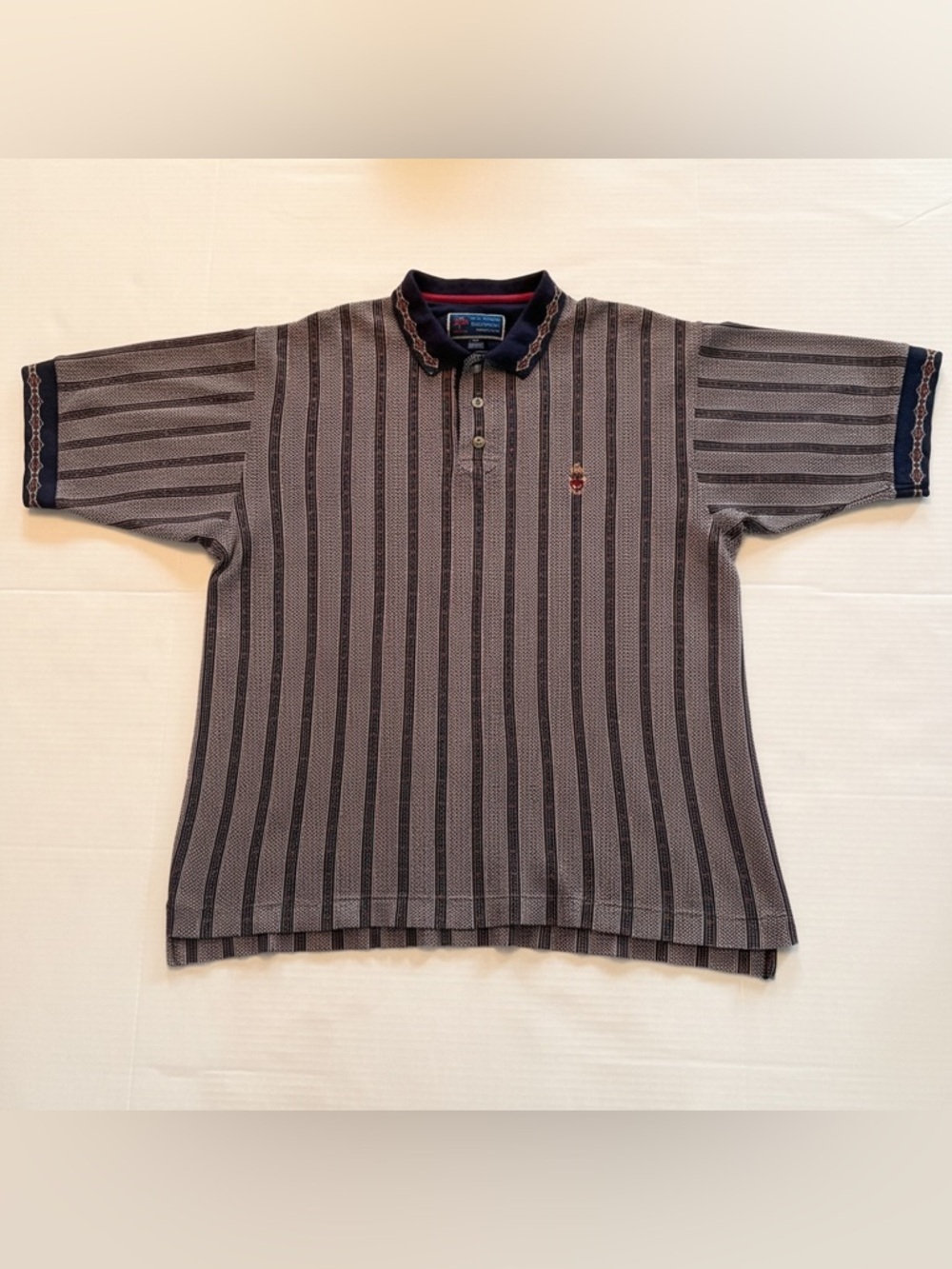 Vintage Two-Under Golfwear Polo Shirt Mens L USA Made Textured Knit Golf Shirt